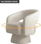 Bonzy Home Swivel Barrel Chair, Velvet Accent Armchair 360 Degree Swivel Club Chair for Living Room Bedroom Reception Room, 1 Pack, Beige