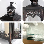 NEEDOMO Lanterns Decorative Outdoor & Indoor, Set of 2 Outdoor Lanterns for Porch,Large Candle Lantern, Bronze Metal Frame with Glass for Fall, Christmas