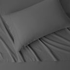 Amazon Basics 3 Piece Bed Sheet Set, 100% Cotton Jersey, Includes Super Soft, Flat and Fitted Sheets, Pillowcase, Toddler, Dark Gray, Solid