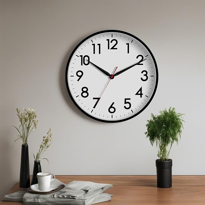 AKCISOT 16 Inch Wall Clock Large Silent Non-Ticking Wall Clocks Battery Operated - Analog Classic Clock Decorative for Living Room, Office, Home, School(Black)