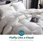 Cobnom® Luxury Organic Feather Down Comforter Full Size, All-Season Duvet Insert, Fluffy Fill-Power Down Feather Fibers Filled, 100% Cotton Cover, Medium Warm, 82x86 Inch, Ivory White