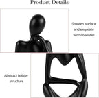 Sandstone Resin Thinker Style Abstract Sculpture Statue Collectible Figurines Home Office Bookshelf Desktop Decor (Small Black, Right)