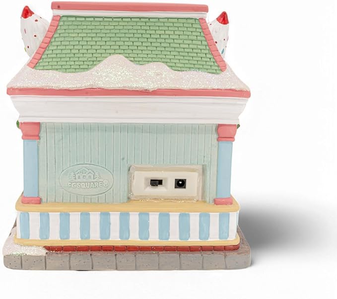 Snowy's Ice Cream Parlor Porcelain Christmas Village with LED Lights