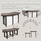 XtremepowerUS SPA Bench Set with Storage & Roller Shades – 2 Medium & 2 Tall Benches, Brown, 400 lbs Capacity, Outdoor Use