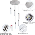 Modern Chandeliers for high Ceilings, Brushed Nickel Foyer Pendant Lighting with Preminum Bubbles, Pendant Lights Kitchen 6-Lights Dimmmable for Foyer Dining Room, Kitchen Island,Bars…