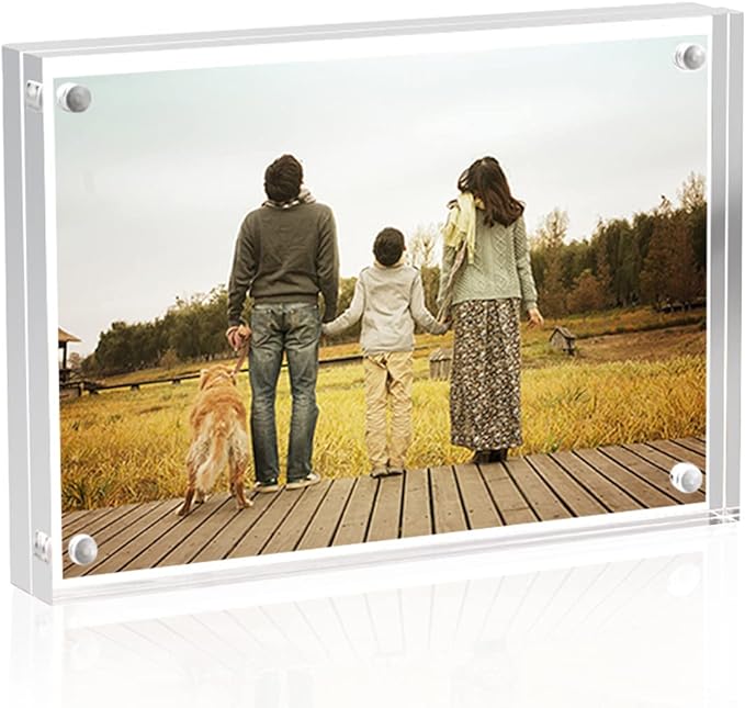 Acrylic Picture Frames 2.5x3.5 inches, Clear Double Sided Magnetic Photo Block Frame,Desktop Frameless Picture Display, Wallet Small Picture Frames 2x3