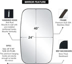 ANDY STAR Bronze Bathroom Mirror, 24x40 Inch Bronze Oval Mirror for Bathroom with Stainless Steel Metal Frame, Oblong Mirror for Bathroom, Living Room, Entryway