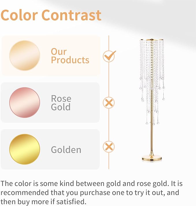 NUPTIO Wedding Centerpieces Gold Vases: 2 Pcs 39.4in Tall Crystal Flower Vase Metal Flowers Stand for Party Tables Decorations - Elegant Bulk Weddings Decoration Table Chandelier Centerpiece Stands