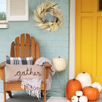 Admired By Nature Pumpkin Wheat Berry Corn Husk Wreath - 24" Artificial Hanging Wreath for Home Decor, Offices, Weddings, Events, Parties, Thanksgiving