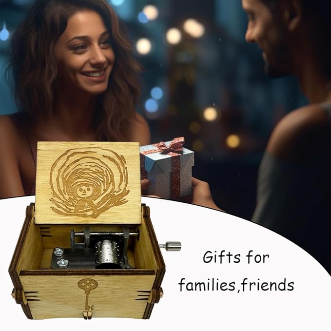 Youtang Music Box Engraved Wooden Gifts Mini Musical Box Play Dreaming for Birthday/Anniversary/Valentine's Day/Christmas (Hand Crank, Brown)