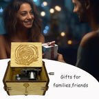 Youtang Music Box Engraved Wooden Gifts Mini Musical Box Play Dreaming for Birthday/Anniversary/Valentine's Day/Christmas (Hand Crank, Brown)