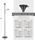 VONLUCE Torchiere Floor Lamp, 71" Standing Lamp with Adjustable Reading Lights & 2 Bulbs, 3 Color Temperatures Modern Tall Pole Lamp for Living Room Bedroom Corner, Black