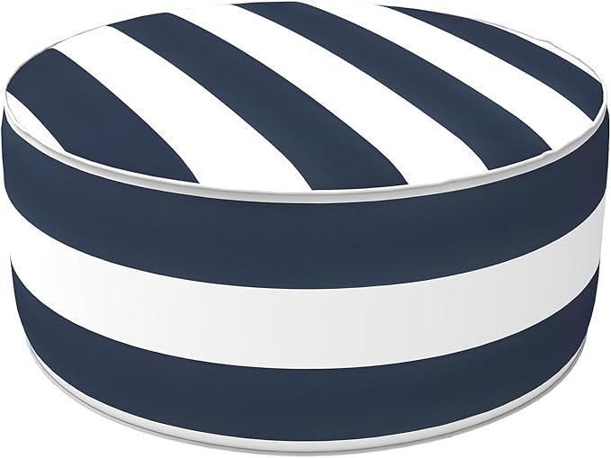 LVTXIII Inflatable Stool Ottoman Footrest with Handle, All Weather Foot Rest, Indoor or Outdoor Use for Home Patio Garden and Camping, D21 x H9, Cabana Navy