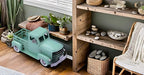 Metal Truck Decor,Farmhouse Truck Decor,Decorative Tabletop Storage & Pick-up Metal Truck Planter,12.5" x 5.75" x 6.25" inches (Green)