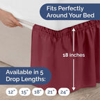 Wrap Around Dust Ruffle Bed Skirt - Burgundy - for Full Size Beds with 18 Inch Drop - Easy Fit Elastic Strap - Adjustable Pleated Bedskirt w/Brushed Fabric Wrinkle Free - for Women, Men, Kids & Teens
