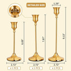 CHILL RECIPE Candlestick Holders Gold Taper Candle Holders, 3 PCS Candle Sticks Holders for Home Decor Table Centerpiece Wedding Housewarming Festival