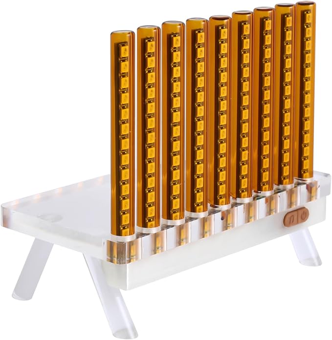 Corded Music Sync LED Light, Sound & App Reactive Mood & Ambient Lighting - Cool & Creative Multicolor Decorative Art Desk Table Lamp 9 Tubes (Orange)