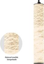 LMQNINE Natural Alabaster Pendant Lights for Kitchen Island White Marble Long Tube Chandelier Modern Black Ceiling Light Fixtures for Bedroom Dining Room Table Living Room Hallway(M-2Pack)