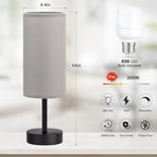 Grey Touch Bedside Lamp with USB - 3 Way Dimmable Table Lamp for Bedroom, Nightstand Lamp with Black Charging Station for Desk Dorm, Office, Boy Kids Room, Small