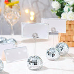 Maitys 180 Pcs Disco Ball Table Number Holders Silver Place Card with Swirl Wire Name Cards Photo Stand Clips Picture Holder for Christmas Wedding Party Favor (2 Inch)