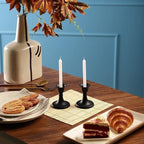 Rely+ Candlestick Holders Set of 2 Mini Stand Dinning Coffee Table Centerpiece Candle Holders Taper Candlesticks Holders Decor Home Easter Candle Holder for Mantel Wedding Party (Black)