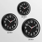 Wall Clock Black Battery Operated 10 Inch Simpel Silent Non Ticking Analog Decorative for Kitchen Bathroom Bedroom Office Living Room School Classroom(Black)