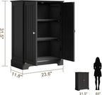 ChooChoo Bathroom Floor Cabinet, Modern Bathroom Storage Cabinet with 2 Doors and Adjustable Shelves, Freestanding Cupboard for Living Room, Black