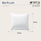 Set of 2 20×20 Inch Pillow Inserts Cotton Cover with Premium Fiber Filling Machine Washable Soft Fluffy Decorative Pillows for Indoor Outdoor Use Perfect for Couches Seats & Beds