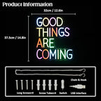 Good Things Are Coming Neon Sign Colorful Letters Neon Lights Signs Motivational Decor Inspirational Quotes LED Neon Signs for Wall Bedroom Bar Office Man Cave Dorm Decor Birthday Gifts