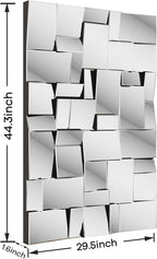 KOHROS Modern Geometric Irregular Mirror for Wall Decor 44" x 30" Decorative Mirror with Beveled Glass for Entryway Hallway Living Room Home Decor Horizontal or Vertical Hanging