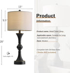 Oneach 28" Modern Table Lamps Set of 2 for Living Room, Bedside Lamps with USB Ports, Black Nightstand Lamps Set for Bedroom Farmhouse Lamp End Table Lamps (Bulbs not Included)