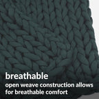 Nuzzie Chunky Knit Blanket - Breathable, Cooling, Hand Made Knit Throw Blanket for Sleep - Machine Washable, Stylish Decor Design (Forest Green, Throw | 12lbs | 44" x60)