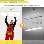 AIKVSXER 1x4 LED Flat Panel Light CPANL Surface Mount LED Ceiling Light, 5500LM 50W TRIAC 10-100% Dimmable, 3000/4000/5000k Selectable, 120V LED Kitchen Ceiling Light Fixtures for Garage/Laundry 2PACK