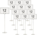 Tosnail 12 Pack 12" Tall Stainless Steel Table Number Holder Table Card Holder Table Number Stand Place Card Holder Table Photo Holders