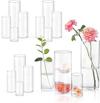 16 PCS Clear Cylinder Vases for Centerpieces | 4, 6, 8,10 Inch Tall Flower Vase for Wedding Decorations, Clear Floating Candle Vases in Bulk, Hurricane Candle Holdersfor Table, Home Décor