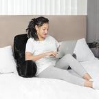 SLIGUY Reading Pillow Standard Bed Pillow for Sitting in Bed Couch or Floor-Backrest with Arms Support and Pockets, Adult Back Pillow Bed Chair for Bed Rest, Reading, Watching TV, Gaming, Black