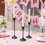 Nuptio Black Candle Holder Candlestick Holders 15 Pcs Candle Sticks Holder Metal Tapered Candle Holder, Taper Candle Holders for Wedding Christmas Party Celebration Mantel Dinner Home Decoration