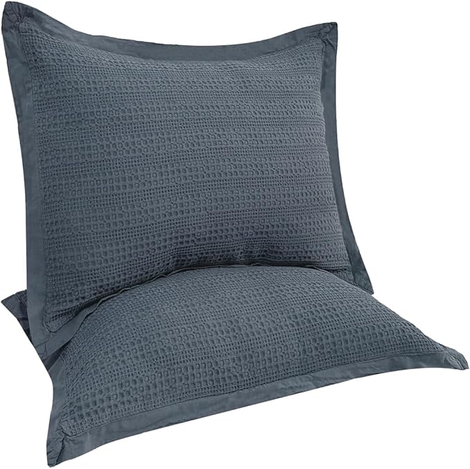 Standard Pillowcase Set of 2 20X26 Pillow Covers Cotton Bed Pillow Shams Soft Decorative Pillow Cases with Envelope Closure, Blue Grey