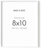 HAUS AND HUES White 8x10 Picture Frame - Modern Aluminum Wall Art Display - Minimalist, Lightweight 8x10 White Frame for Art Prints, Photos, Posters - Ready-to-Hang Vertically & Horizontally