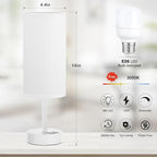 White Touch Bedside Lamp for Bedroom - 3 Way Dimmable Table Lamp with USB, Nightstand Lamp with White Charging Station for Desk Dorm, Girl Kids Room, Small