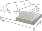 Yates Home Couch Covers for Sectional Sofa L Shape PU Leather Slipcover Water-Proof Elastic Chaise Seat Cover Protector Slip Cover for Settee Seater Replacement in Living Room（Chaise, Greylish Beige