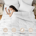 JOLLYVOGUE King Comforter Set, Ultra-Soft Bed in a Bag King Size 7 Pieces, Oeko-TEX Certified Bedding Set with Down Alternative Comforter, Sheets, Pillowcases & Shams, White