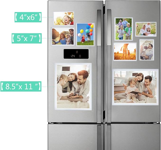 HIIMIEI Magnetic Photo Frames for Refrigerator 8.5x11, 4 Pack Fridge Magnets Picture Frame Photo Pocket,Perfect for Displaying Frames,Children Artworks and Schedules