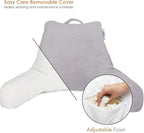 Nestl Reading Pillow Standard Bed Pillow, Back Pillow for Sitting in Bed Memory Foam Chair Pillow, Reading & Bed Rest Pillows Grey Lavender Back Pillow for Bed, Bed Chair Arm Pillow with Pockets