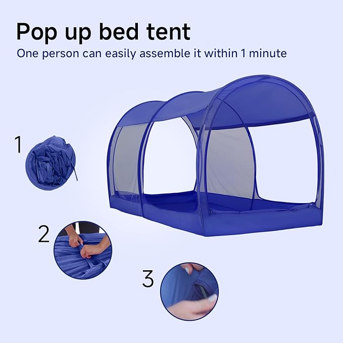 LEEDOR Bed Tent Dream Tents Bed Canopy Shelter Cabin Indoor Privacy Warm Breathable Pop Up Twin/Full/Queen for Kids and Adult Patent Pending(Mattress Not Included)