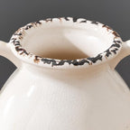 LUKA Antique Ceramic Vase with 2 Handle,6.4 inches Ice Cracked Rustic Vase Minimalist Decor, Decorative Vases for Home Decor, Table, Living Room, Shelf, Christmas Decoration(Small,Ice Cracked White)