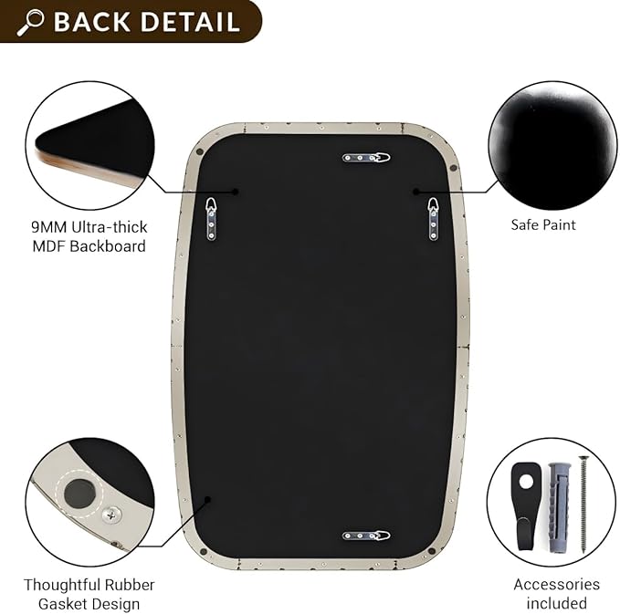 ANDY STAR Brushed Nickel Bathroom Mirror, 30x36’’ Oblong Mirror with Stainless Steel Metal Frame, Silver Oval Vanity Mirror for Over Sink, Modern Anti Rust Wall Mounted