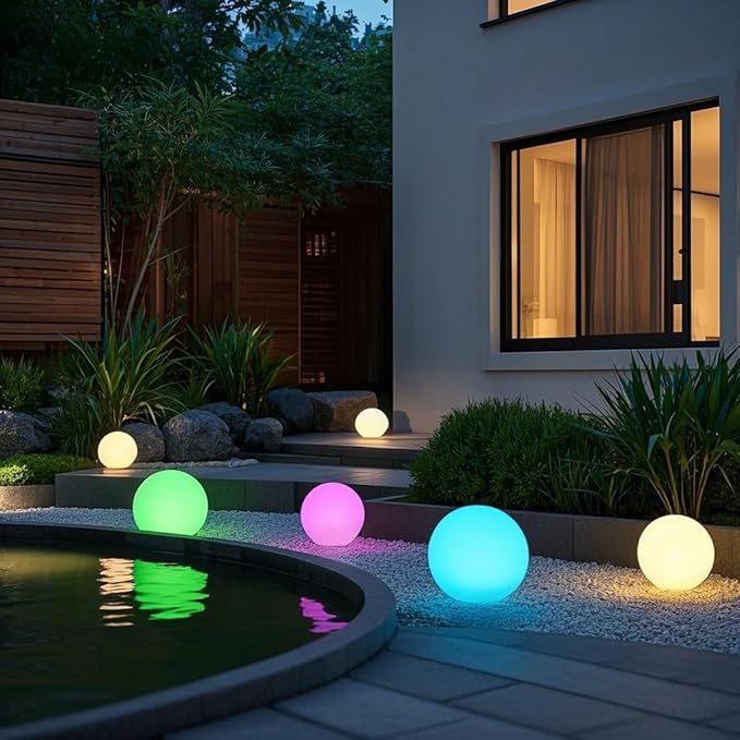 12-Inch LED Ball Light, Changing Glowing Orb Light with Remote, Soft Dimmable Globe Floor Lamp, Rechargeable Globe Mood Lamp, Waterproof Decorative Cordless Night Lights for Home Bedroom Nursery Patio