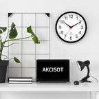 AKCISOT Atomic 14 Inch Wall Clock Analog Clocks for Indoor Kitchen, Battery Operated Clock for Bedroom Office Classroom Living Room(Black)