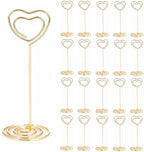 20PCS 3.35 Inch Table Number Stands - Place Card Holders for Wedding Centerpieces, Birthday Party, Photo Picture Frame Display (Heart Shaped-Gold)